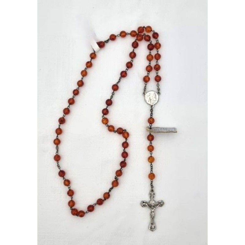 Zilveren ketting met amberparels van 6 mm