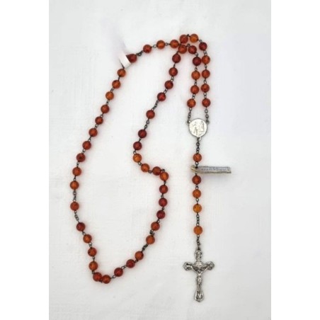 Chapelet en argent avec des perles en ambre de 6 mm