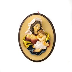 Relief Vierge et Enfant en résine à accrocher. 20 cm