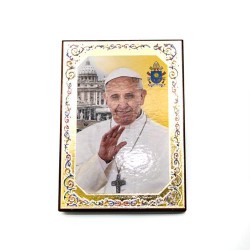 Houten icoon van paus Franciscus