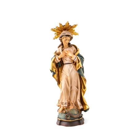 Statue de la Vierge Miraculeuse en bois. 15 cm