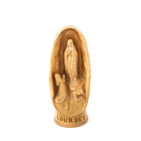 Grotte avec l'Apparition de Lourdes en bois. 17 cm