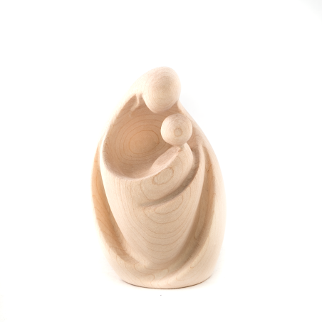 Gestileerd beeld van de Maagd-Kind in olijfhout. 11,5 cm