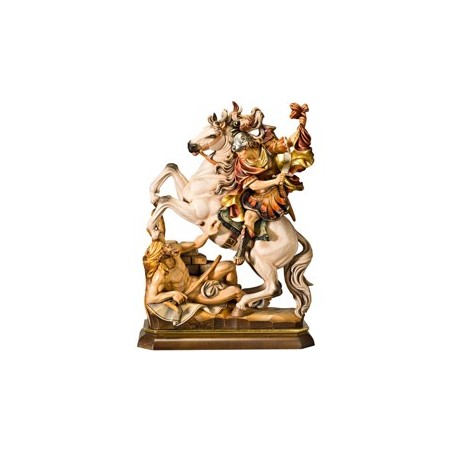 Statue St. Martin à cheval 32cm en bois antique