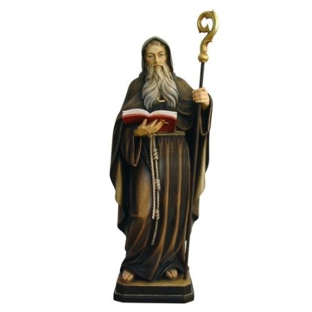 Houten beeld van Sint Benoit 20 cm