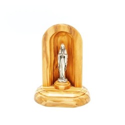 Nische van olijfhout met metalen standbeeld en LED-verlichting. 11/8 cm