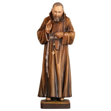 Statue en bois sculpté Padré Pio 20cm