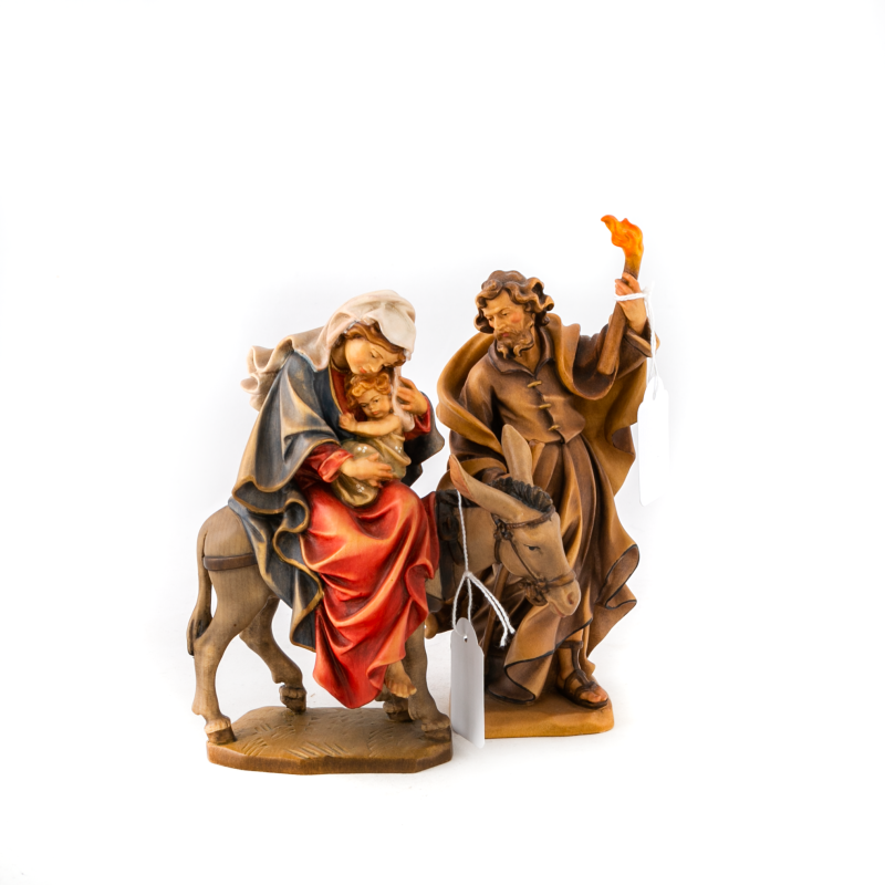 Statue de la Fuite en Egypte en bois. 18 cm