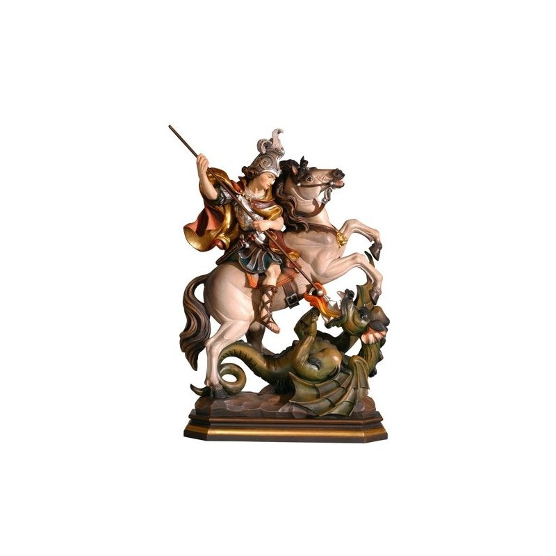 Houten beeld van St. George op het paard