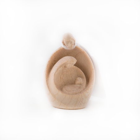 Gestileerd houten beeld van de Heilige Familie. 5 cm