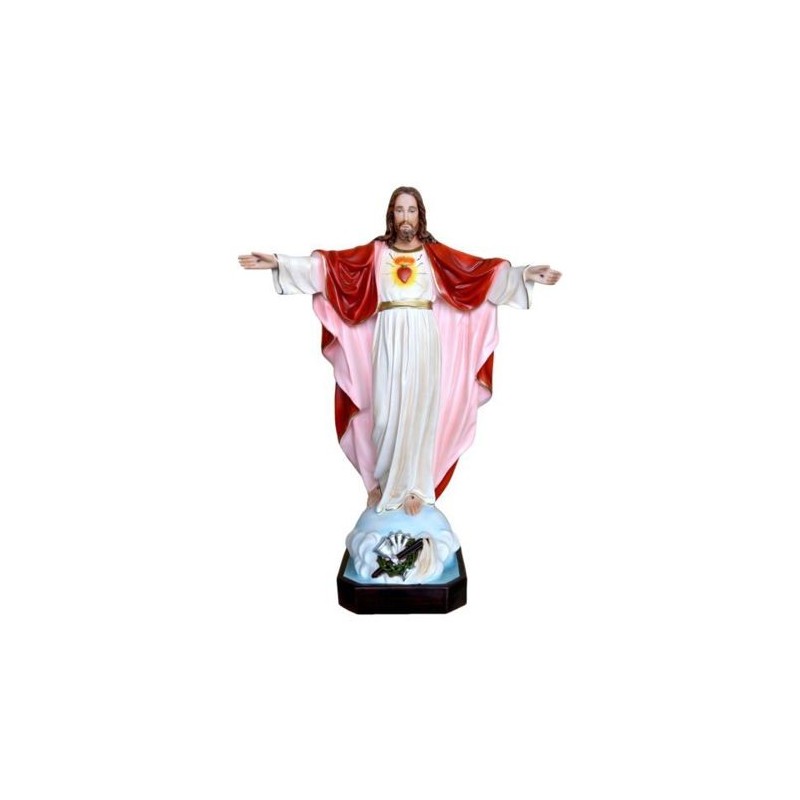 Statue Sacré Coeur de Jésus bras ouverts 85cm résine