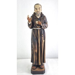 Beeld van Padre Pio in gekleurde hars. 80 cm