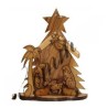 Crèche en bois d'olivier avec sapin