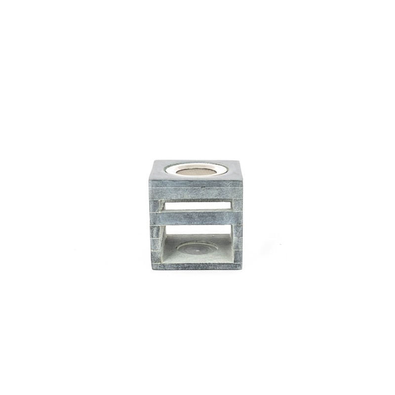 Diffuseur d'encens cube en pierre minérale stéatite H.8.5cm