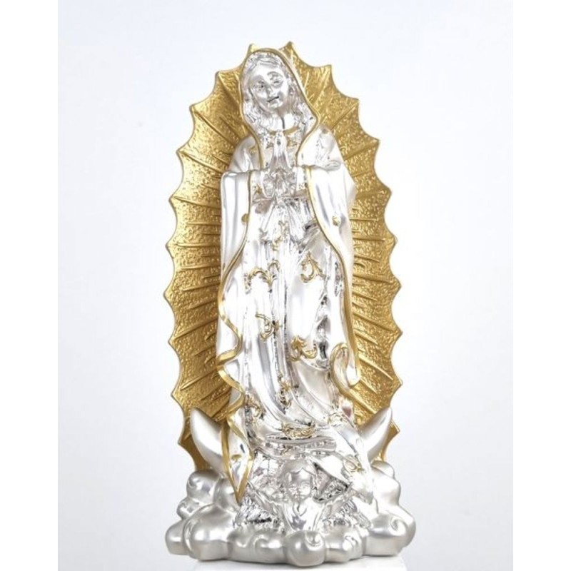 Statue de Notre Dame de Guadalupe en plaqué argent. 19 cm