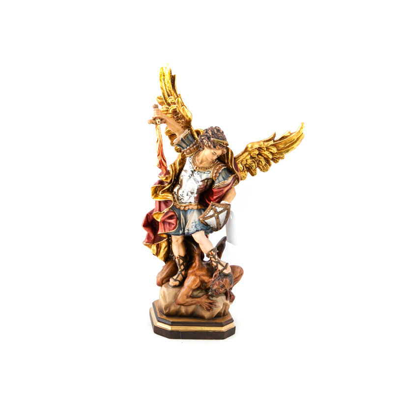 Houten beeld van Sint Michaël. 20 cm