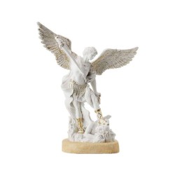 Wit/gouden St. Michael beeld 40cm hars