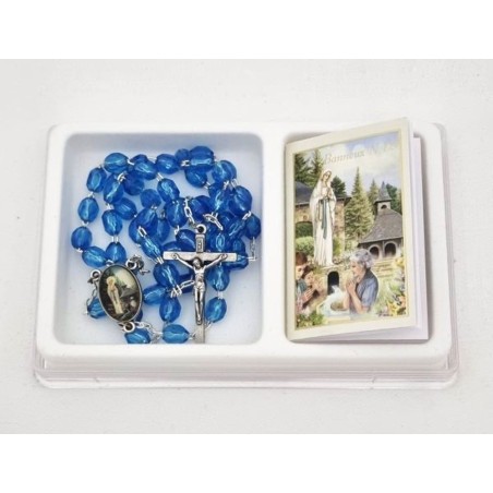 Chapelet de Banneux bleu avec boite