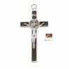 Croix de Saint Benoit en métal avec émail MARRON 20 cm