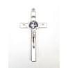 Kruis van St. Benedictus van metaal met witte emaille 20 cm