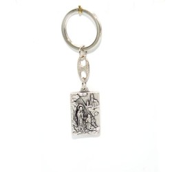 Porte-clés de St Christophe et ND de Lourdes en métal