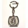 Porte-clés carré de St Christophe en métal argenté