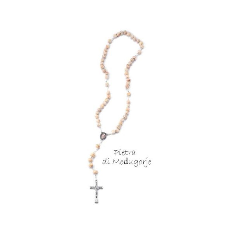 Chapelet de la Vierge de Medjugorje en métal et pierre