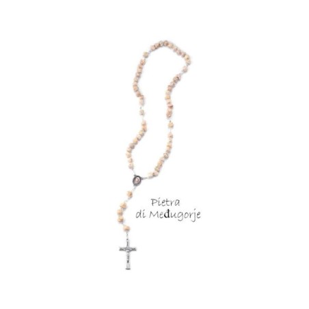 Chapelet de la Vierge de Medjugorje en métal et pierre