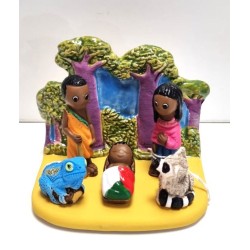 Kerststal in keramische blokken - Madagascar 8x7cm