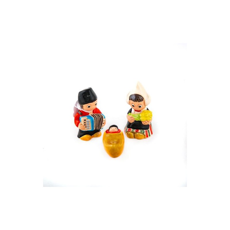 Crèche en céramique - Hollande composée de 3 pièces 8 cm