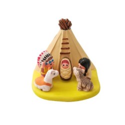 Kerststal keramisch blok - Apache 8X7CM