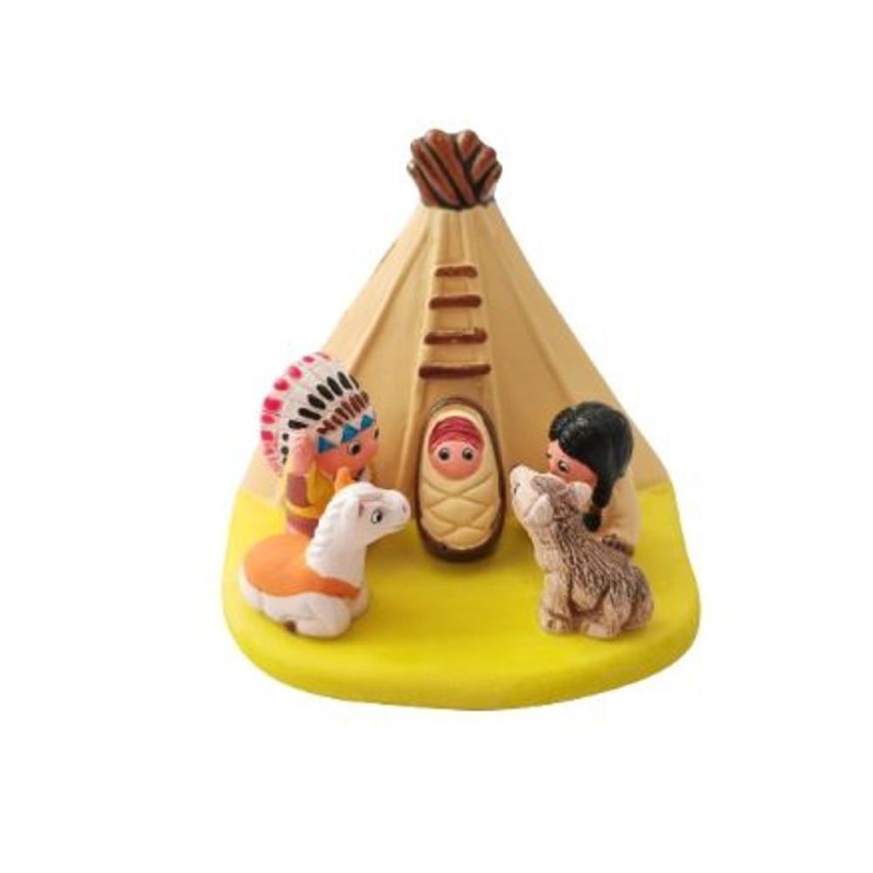 Crèche en céramique bloc - Apache  8X7CM