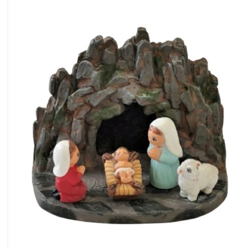 Crèche en céramique bloc - ND de Lourdes 8X7CM