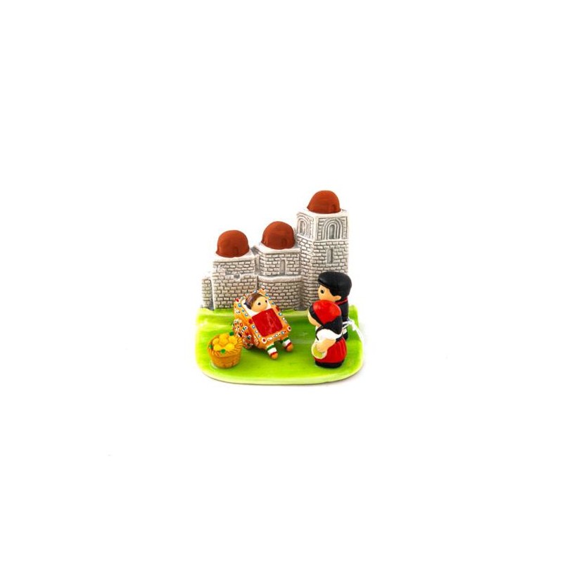 Kerststal keramisch blok - Sicilië 8X7CM