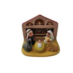 Kerststal in keramische blokken