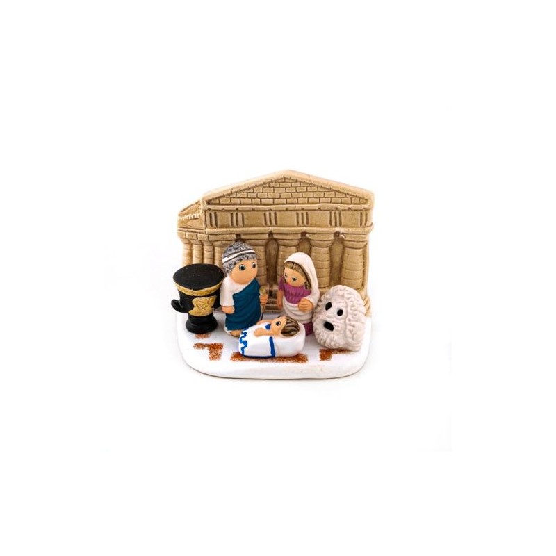 Crèche en céramique bloc - Grèce  8X7CM