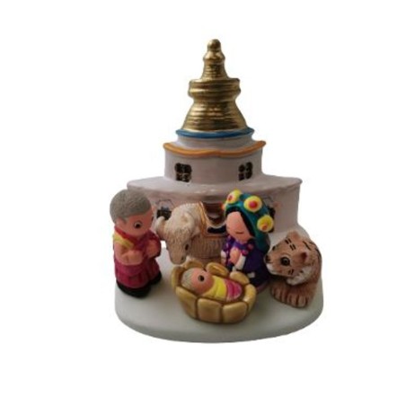Kerststal in keramische blokken - Tibet 8X7CM