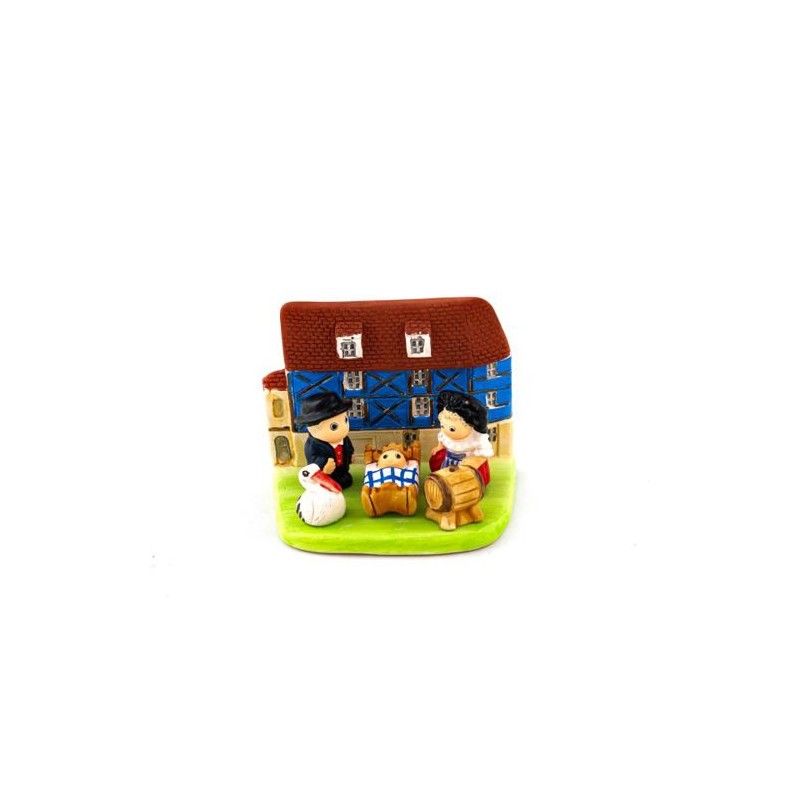 Kerststal in keramische blokken - Alsace 8X7CM