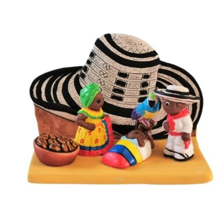 Crèche en  céramique bloc - Colombie  8X7CM