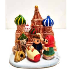 Kerststal keramisch blok - Rusland 8X7CM