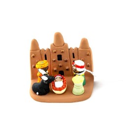 Crèche en céramique bloc - Mali   8X7CM