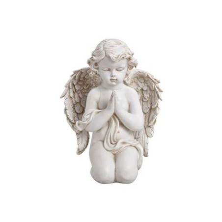 Ange polystone blanc a genoux 20x27x14cm