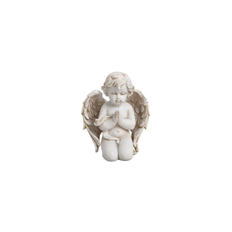 Ange à genoux polystone blanc 11x14x7 cm