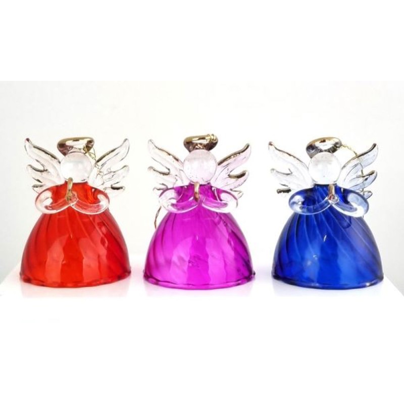 Anges en verre 6cm assortiment de couleur