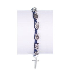 Armband Blue Touw Pearl Fish and Metallic Cross (Shambala-stijl) 