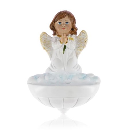 Bénitier à pendre Ange Fille H:12cm résine