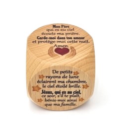 Dé de prière en bois de Hêtre 5x5cm Prière du soir