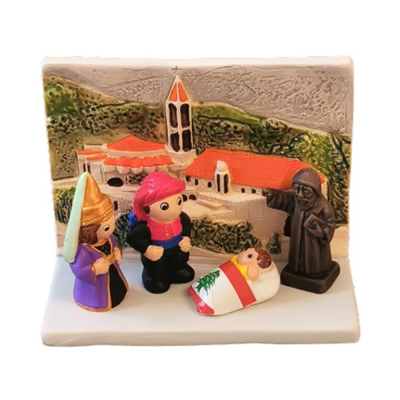 Kerststal van keramische blok 8x7 cm-LIBAN