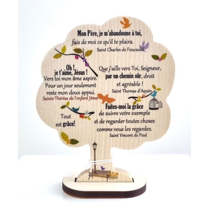 "Houten boom 14x10cm ""Bidden met de Heiligen"""