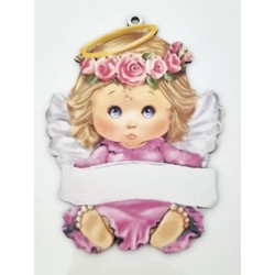 Cadre avec un ange Fille (Rose) ou Garçon (Bleu) Possibilité d'inscrire le prénom